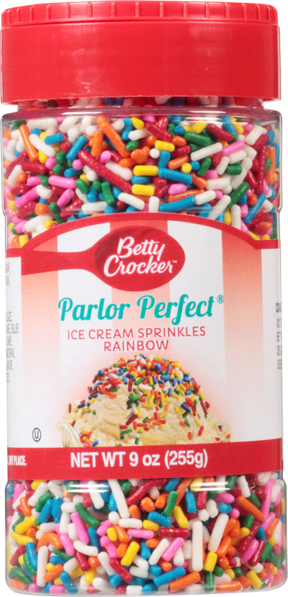 Betty Crocker Parlor Perfect Rainbow Ice Cream Sprinkles 9 oz Canister