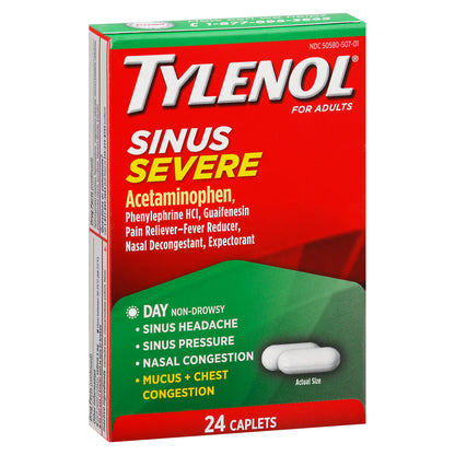 Tylenol For Adults Sinus Severe 24 Caplets Box