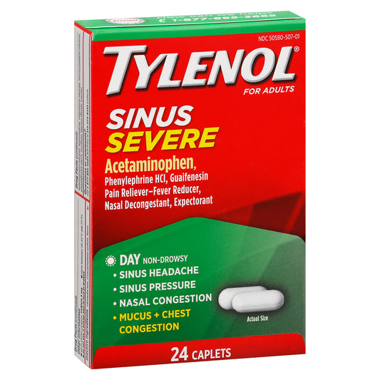 Tylenol For Adults Sinus Severe 24 Caplets Box