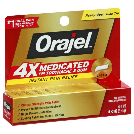 Orajel Instant Pain Relief Cream Oral Antiseptic/Pain Reliever/Astringent 0.33 oz