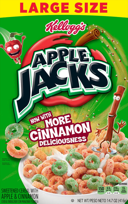 Apple Jacks Large Size Sweetened Cereal with Apple & Cinnamon 14.7 oz