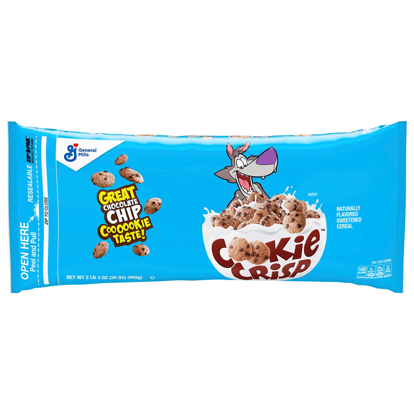 Cookie Crisp Breakfast Cereal, Chocolate Chip Cookie, 35 oz