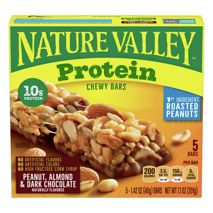 Nature Valley 5 Pack Protein Peanut Almond & Dark Chocolate Chewy Bars 5 ea