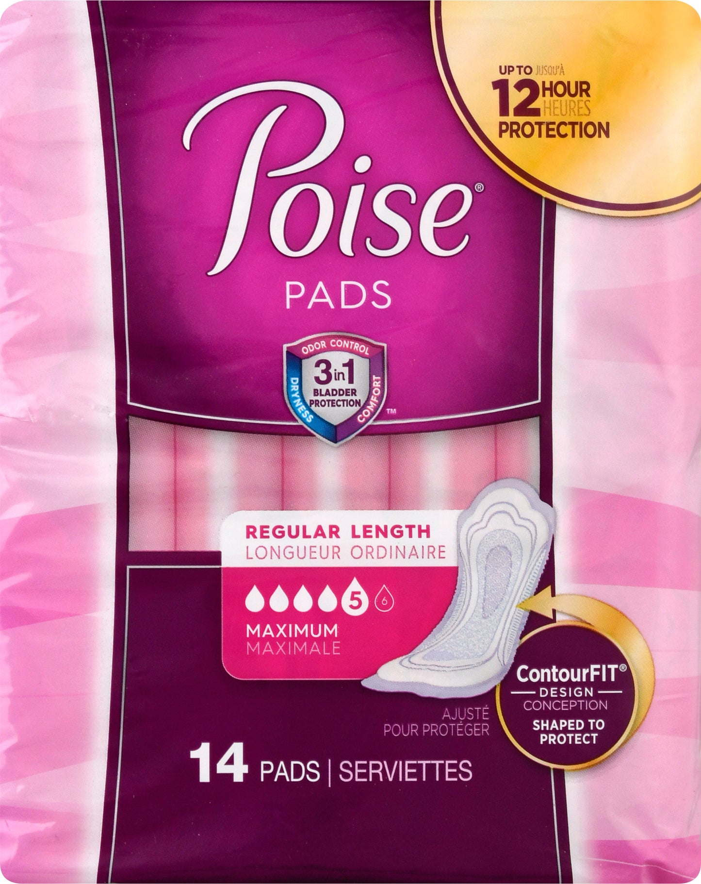 Poise Maximum Regular Length Pads 14 ea
