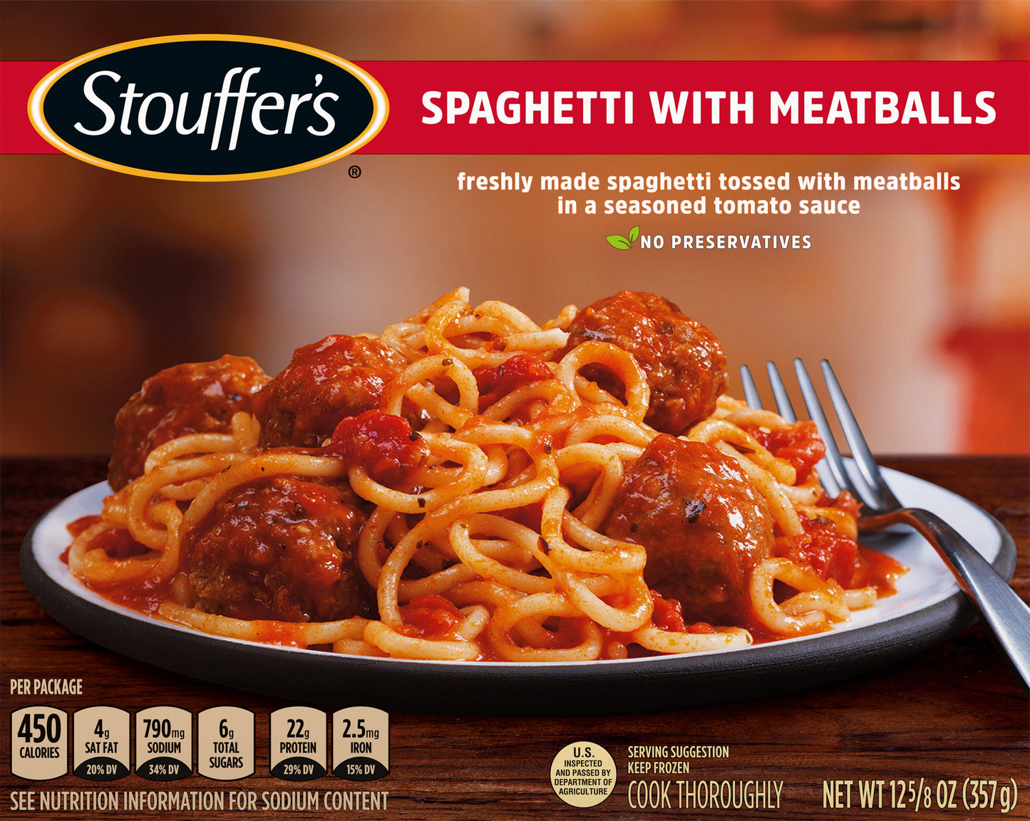 Stouffers Single Serve Spaghetti Meatballs Westrock Claremont, NC 12 5-8 OZ (357g)