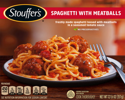 Stouffers Single Serve Spaghetti Meatballs Westrock Claremont, NC 12 5-8 OZ (357g)