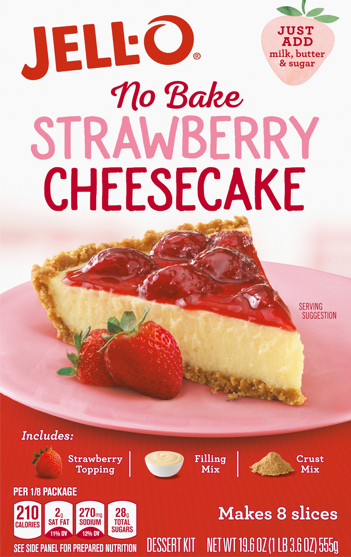 Jell-O No Bake Strawberry Cheesecake Dessert Kit 19.6 oz