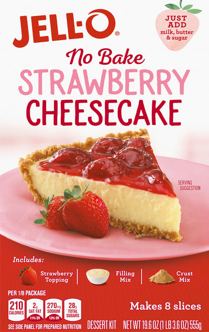 Jell-O No Bake Strawberry Cheesecake Dessert Kit 19.6 oz