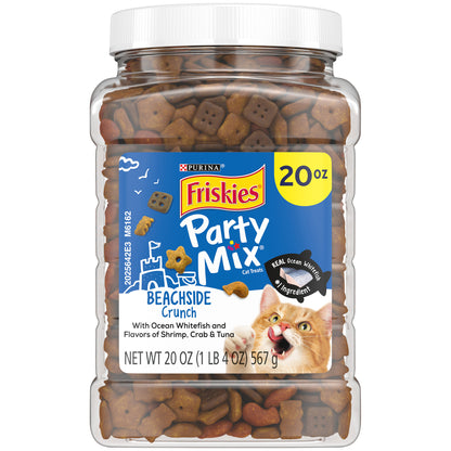 Purina Friskies Made in USA Facilities Cat Treats, Party Mix Beachside Crunch - 20 oz. Canister