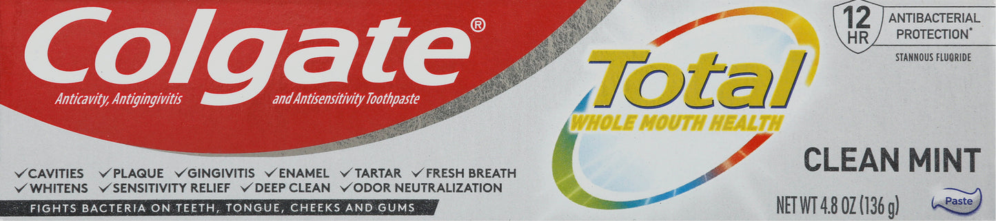 Colgate Total Paste Clean Mint Toothpaste 4.8 oz