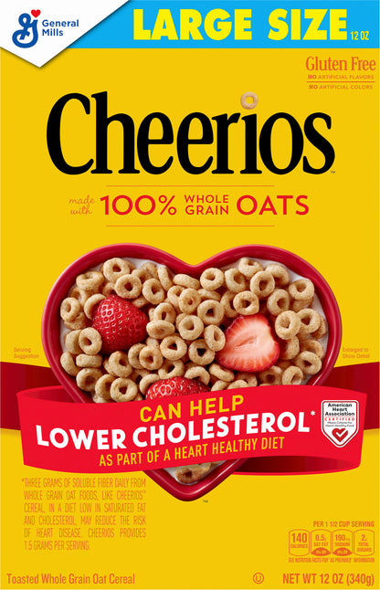 Cheerios, Breakfast Cereal with Whole Grain Oats, Gluten Free, 12 oz