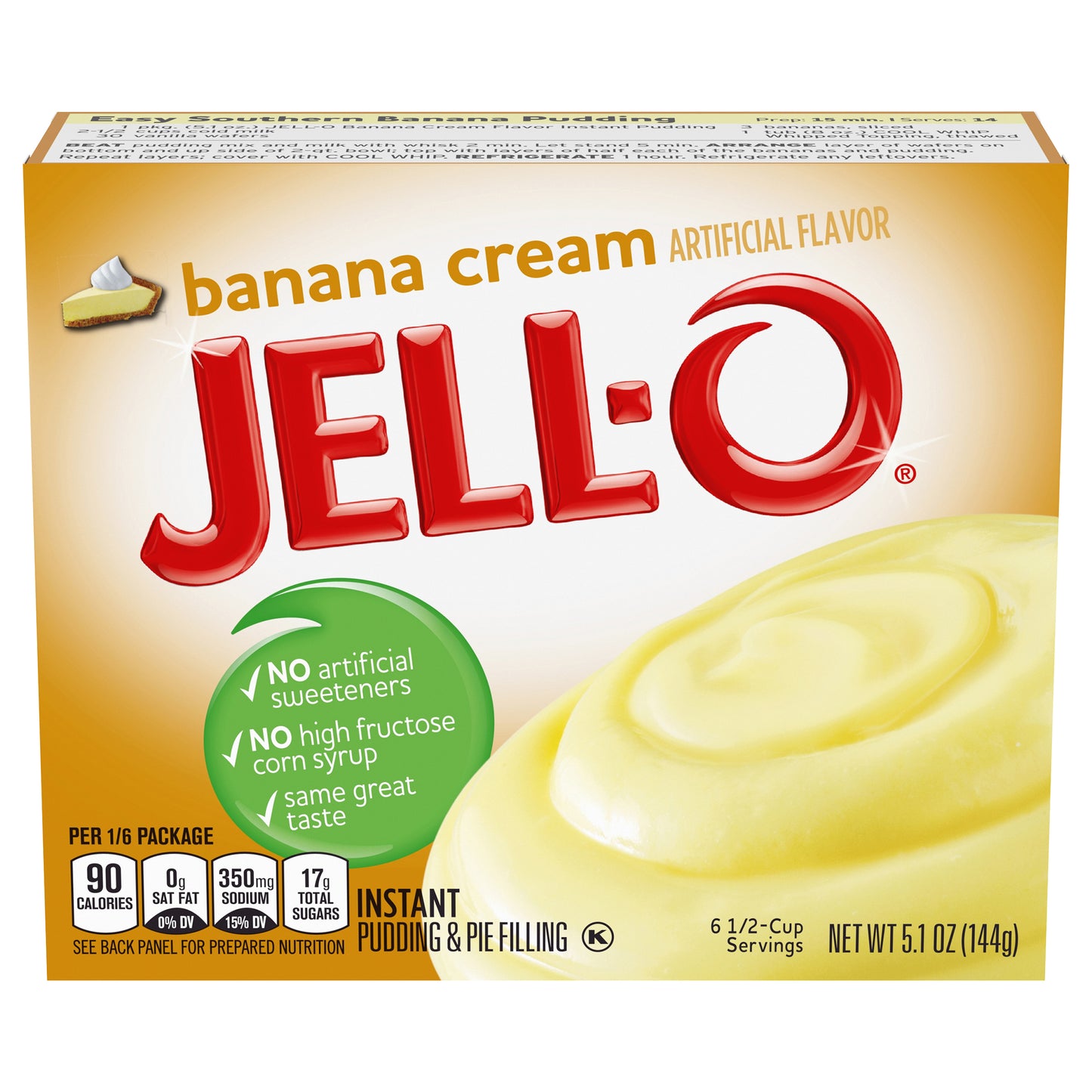 Jell-O Banana Cream Instant Pudding & Pie Filling Mix, 5.1 oz Box