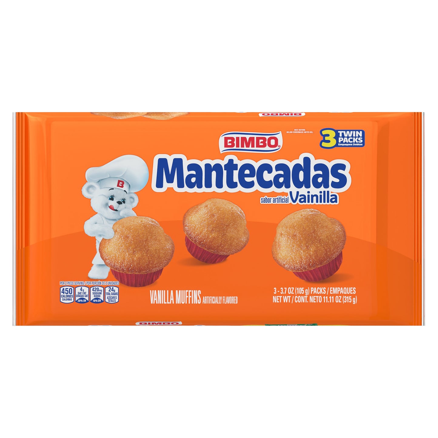 Bimbo Mantecadas Muffins 3 Pack 11.11 Oz