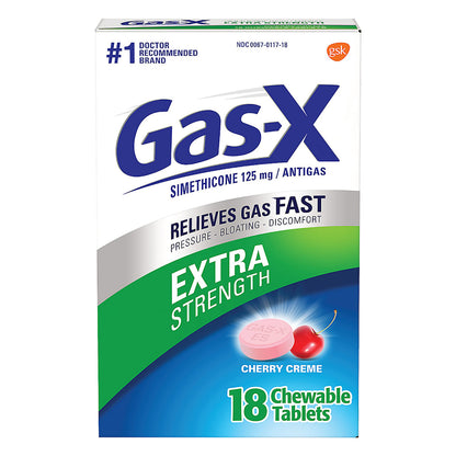 Gas-X Extra Strength Chewable Gas Relief Tablets with Simethicone 125 mg, Cherry - 18 Count