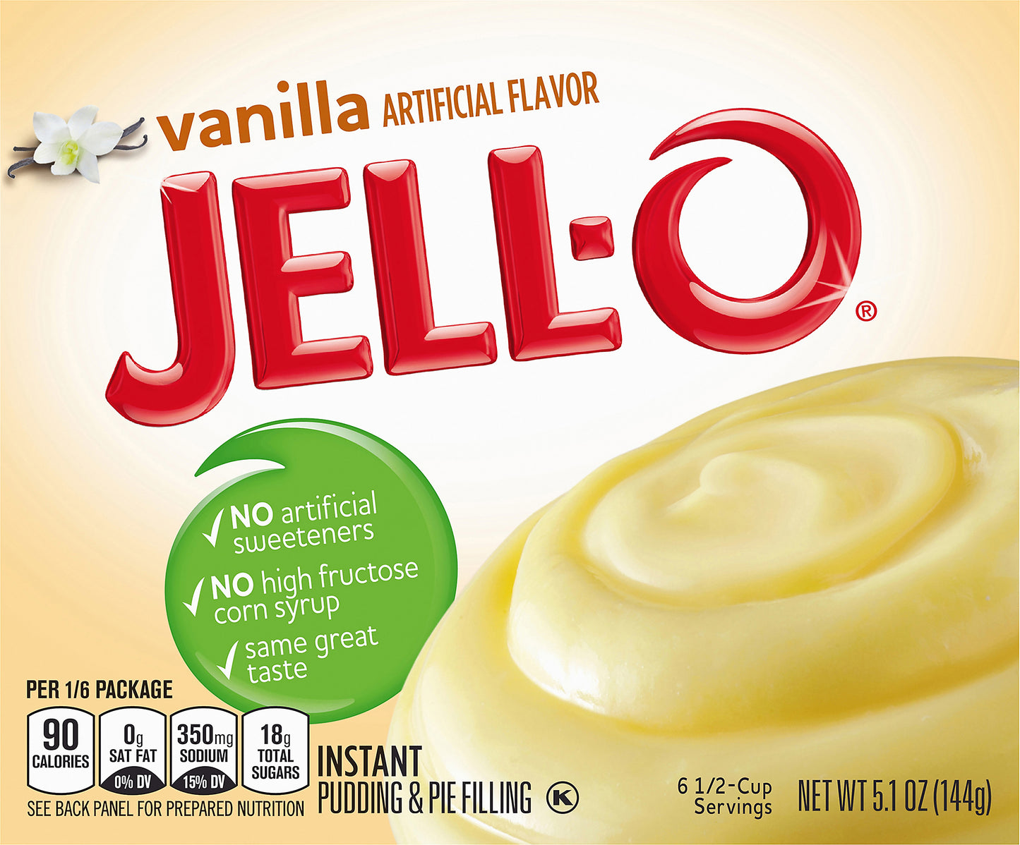 Jell-O Vanilla Instant Pudding Mix, 5.1 oz Box