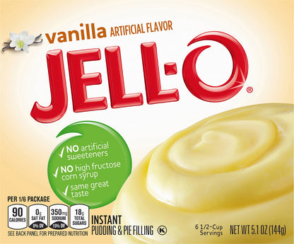 Jell-O Vanilla Instant Pudding Mix, 5.1 oz Box