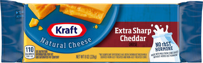 Kraft Extra Sharp Cheddar Cheese Block, 8 oz Wrapper