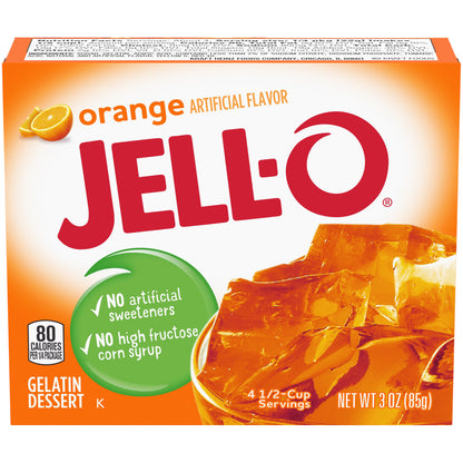 Jell-O Orange Instant Gelatin Mix, 3 oz Box