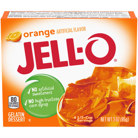 Jell-O Orange Instant Gelatin Mix, 3 oz Box