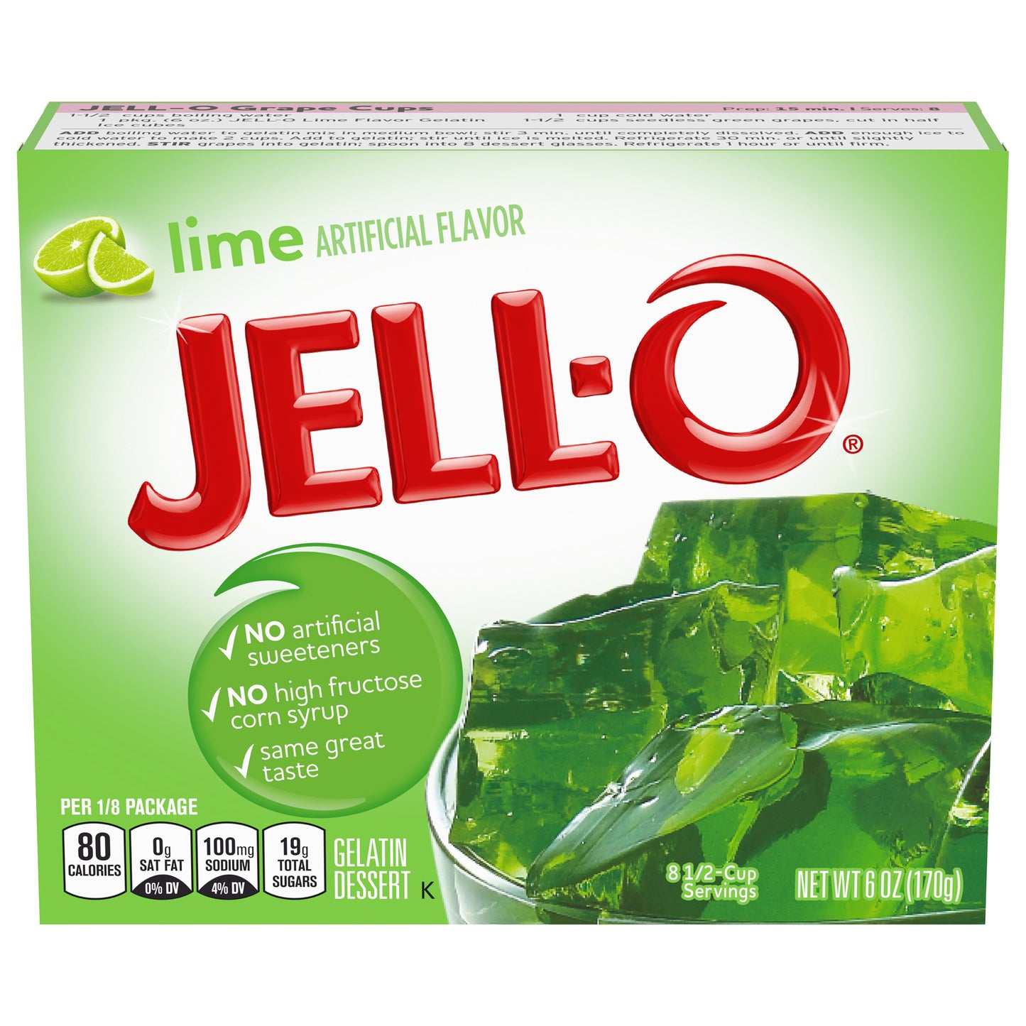 Jell-O Lime Instant Gelatin Mix, 6 oz Box