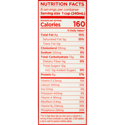 Lactaid® 100% Lactose Free Whole Milk 0.5 gal. Carton