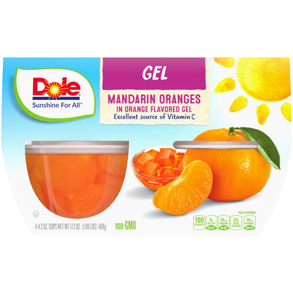 DOLE® Fruit Bowls® Gel Mandarins in Orange Flavored Gel 4-4.3 oz. Cups