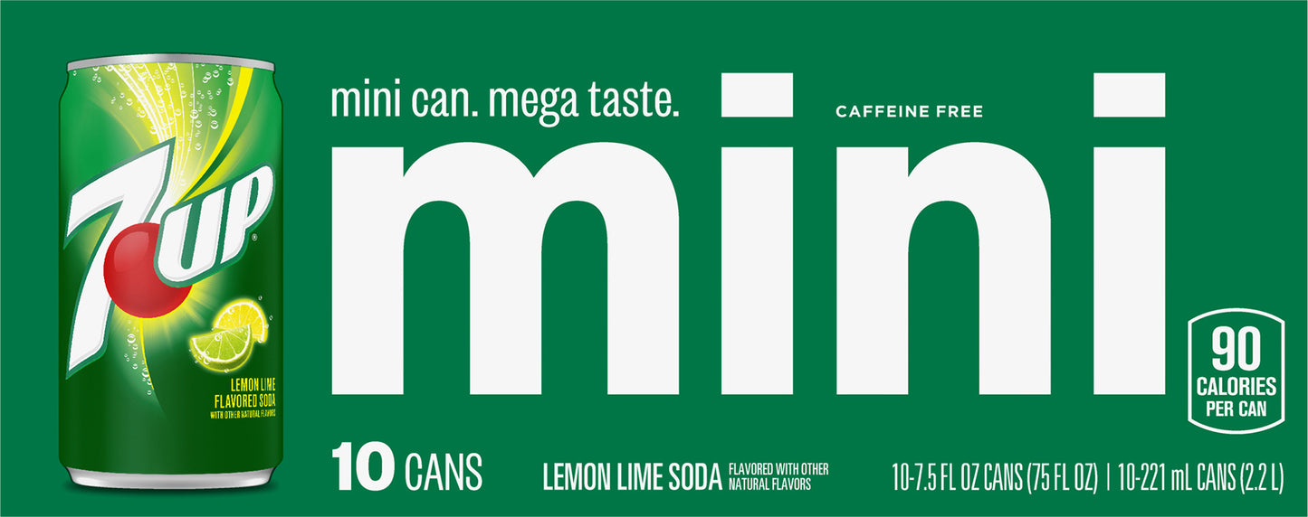 7-Up Mini Lemon Lime Soda 10-7.5 fl oz Can