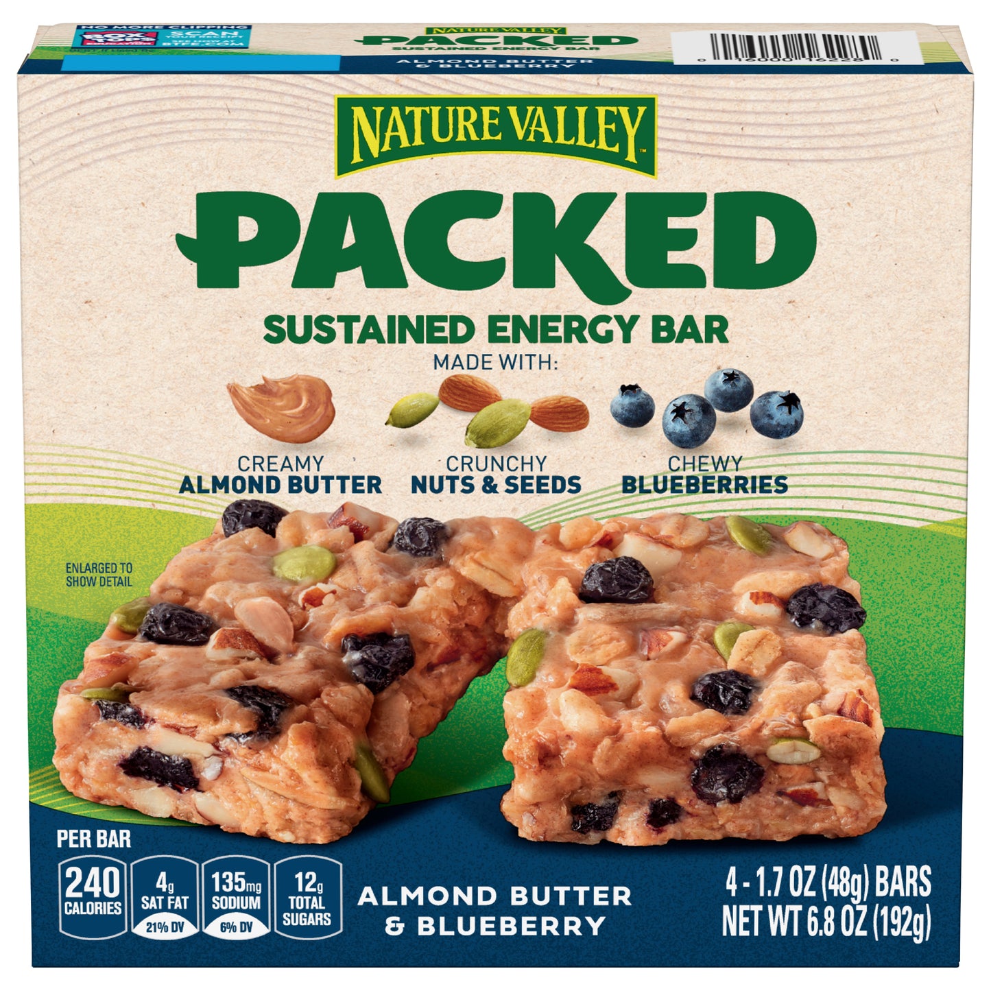 Nature Valley Packed Almond Butter & Blueberry Sustained Energy Bar 4 bars 1.7 oz Wrapper 4 ea Box