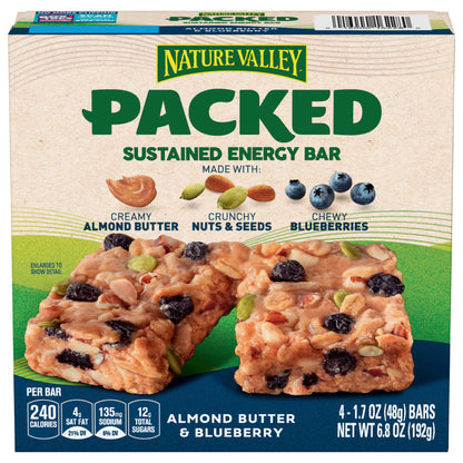 Nature Valley Packed Almond Butter & Blueberry Sustained Energy Bar 4 bars 1.7 oz Wrapper 4 ea Box