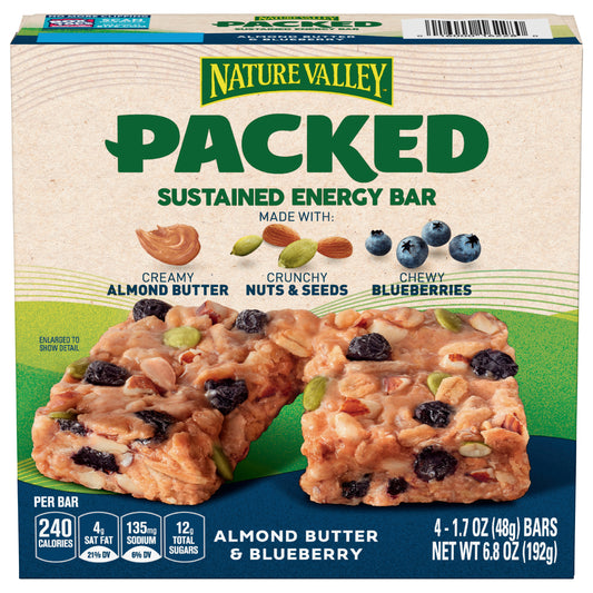 Nature Valley Packed Almond Butter & Blueberry Sustained Energy Bar 4 bars 1.7 oz Wrapper 4 ea Box