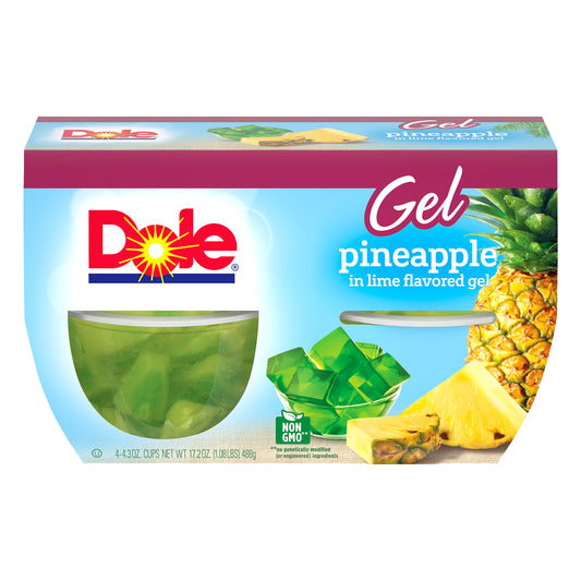 DOLE® Fruit Bowls® Pineapple in Lime Flavored Gel 4-4.3 oz. Cups