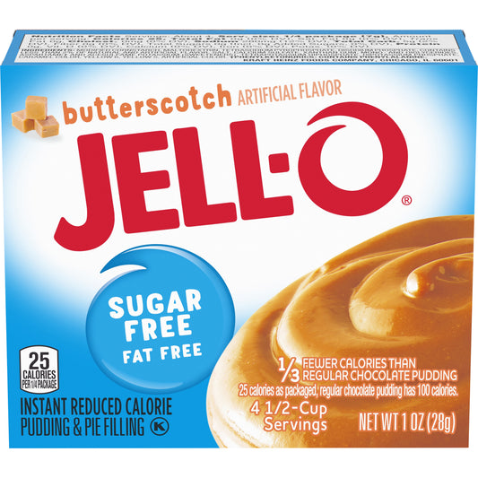 Jell-O Sugar Free Butterscotch Instant Pudding Mix, 1 oz Box
