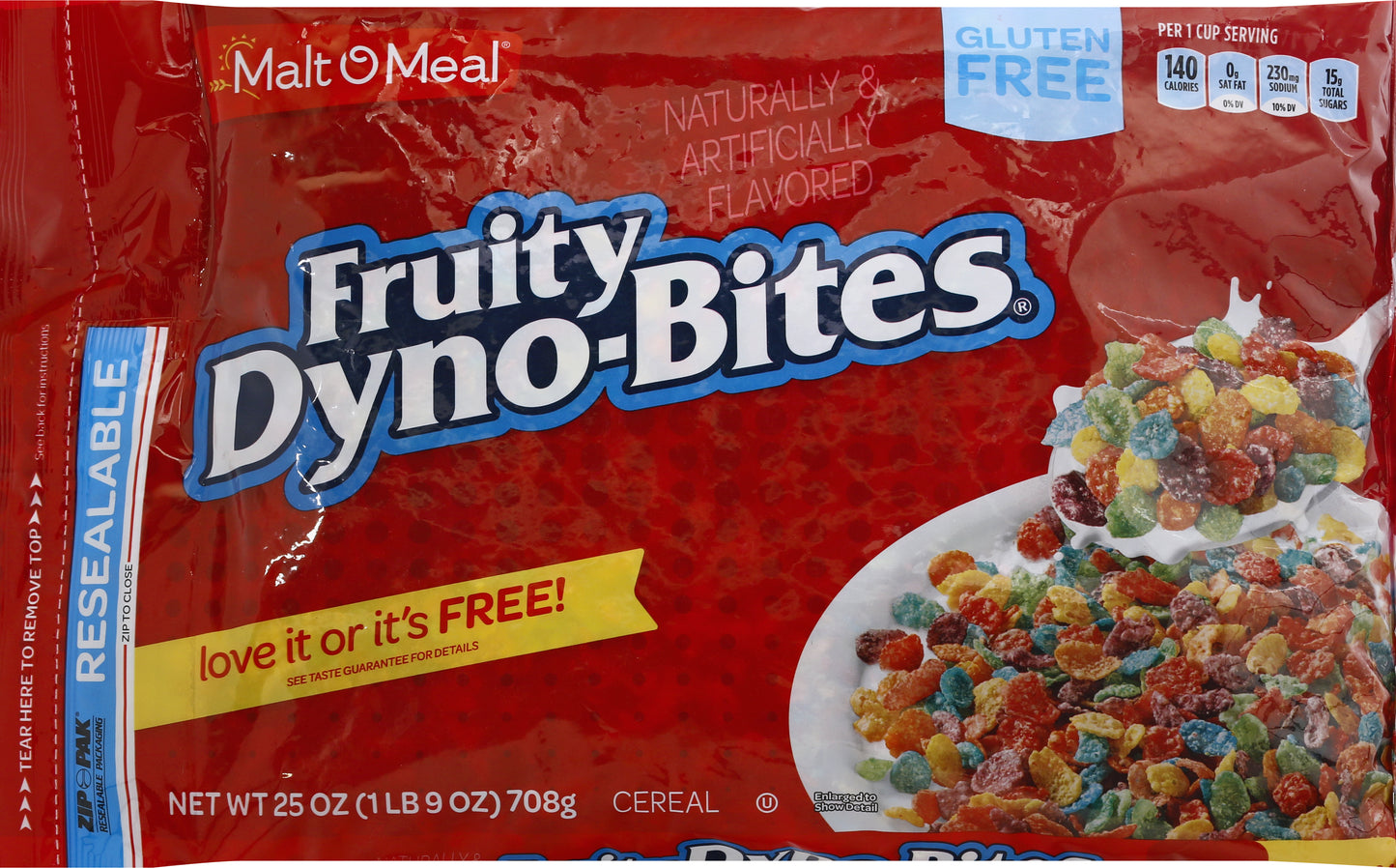 Malt O Meal Family Size Gluten Free Fruity Dyno-Bites Cereal 25 oz