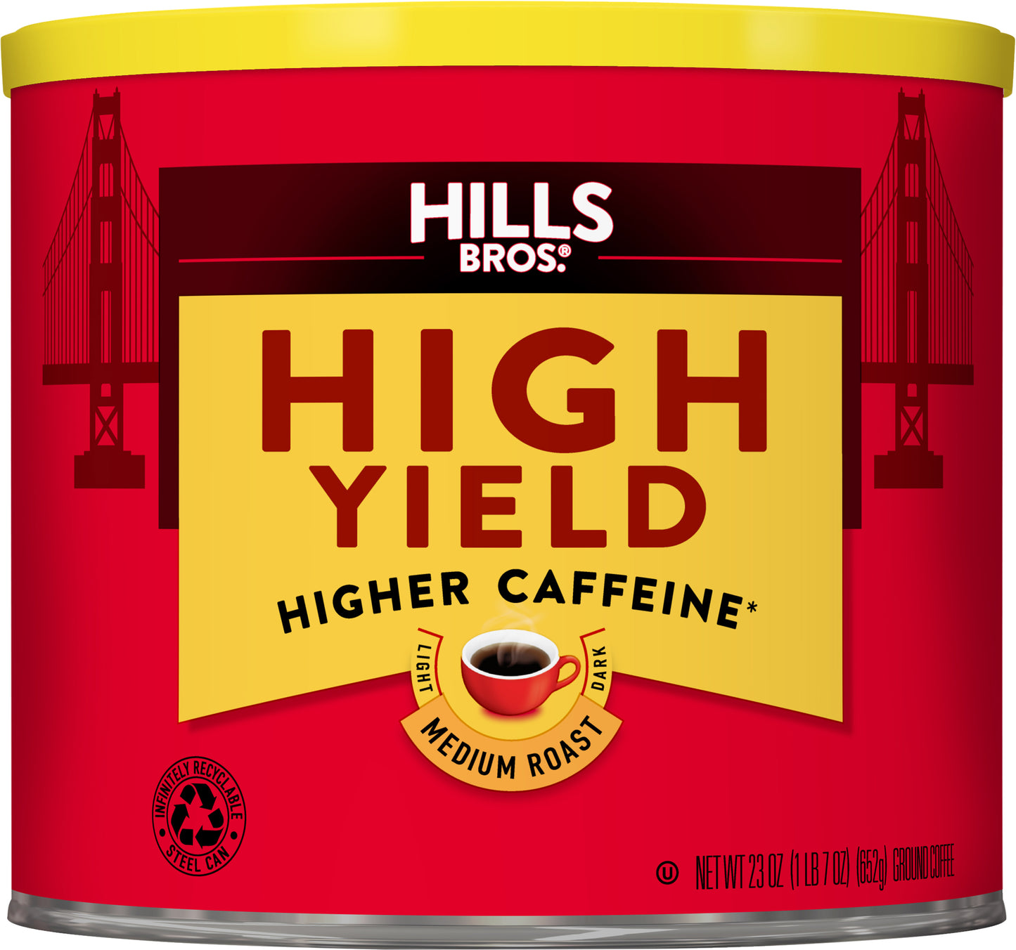 Hills Bros. High Yield Medium Roast Ground Coffee 23 oz. Can