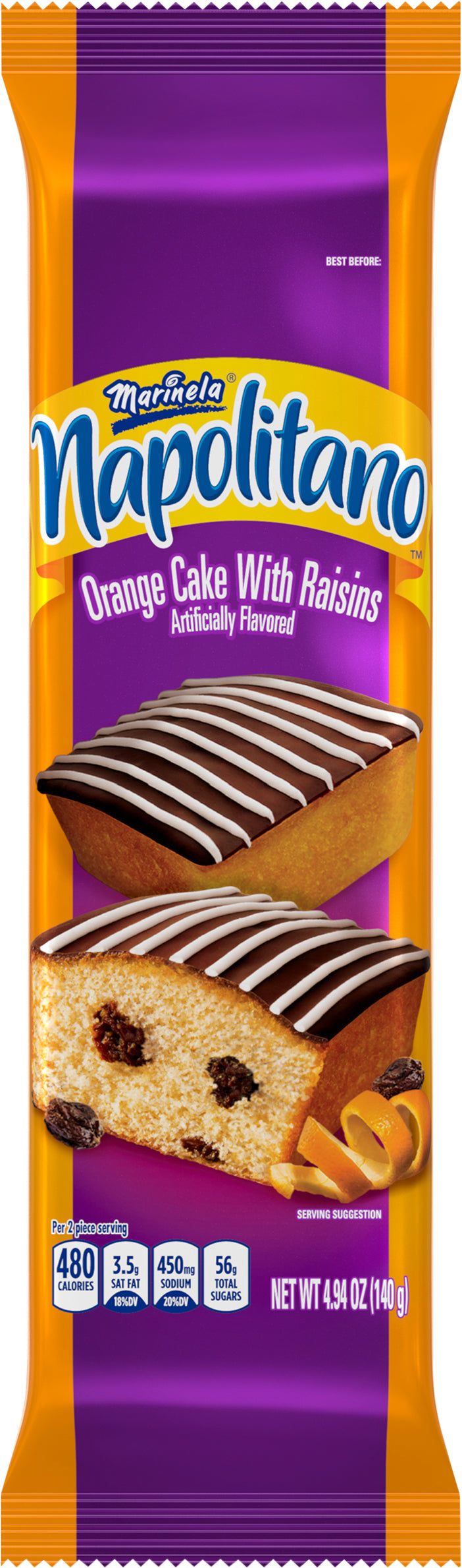 Marinela Napolitano Orange Cake With Raisins 2 Ct 4.94 Oz