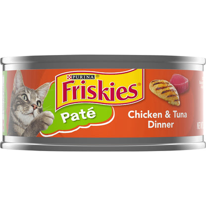 Purina Friskies Pate Wet Cat Food, Chicken & Tuna Dinner - 5.5 oz. Can