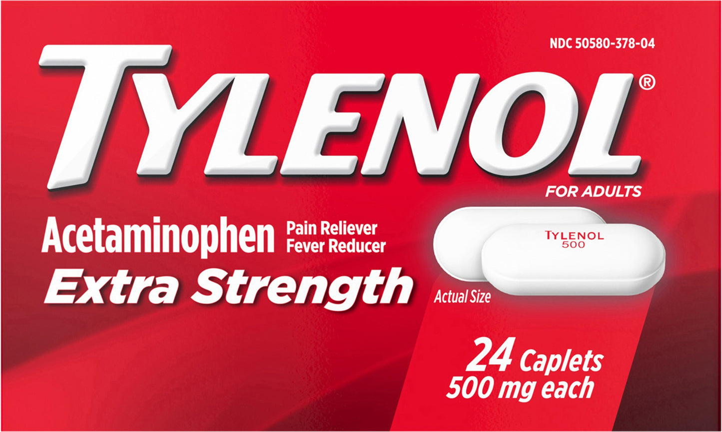 Tylenol Extra Strength Caplets with 500 mg Acetaminophen, 24 ct/