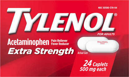 Tylenol Extra Strength Caplets with 500 mg Acetaminophen, 24 ct/