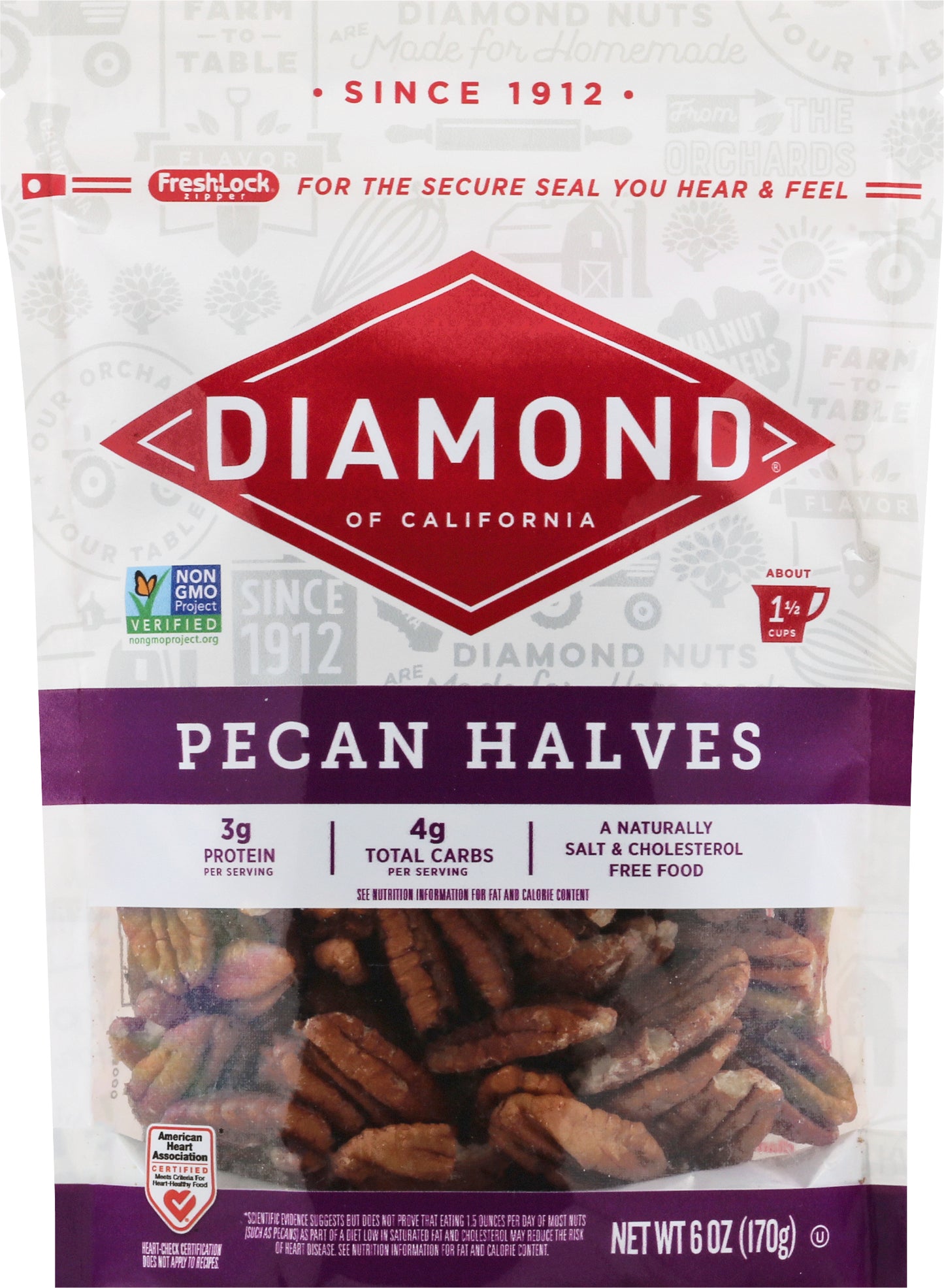 Diamond Halves Pecan 6 oz