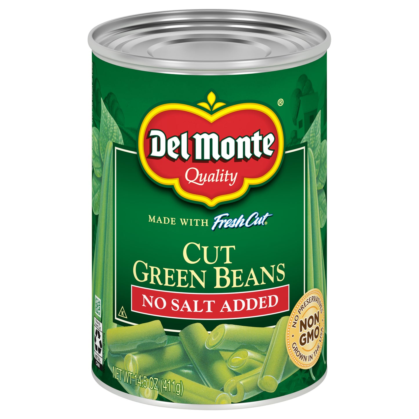 Del Monte No Salt Added Cut Green Beans 14.5 oz Can