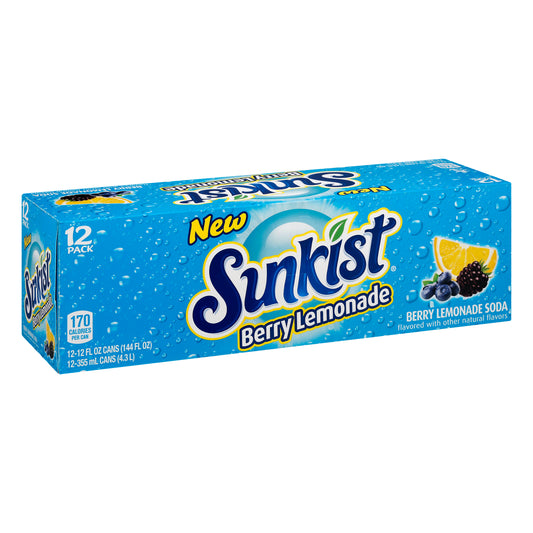 Sunkist 12 Pack Berry Lemonade Soda 12 ea