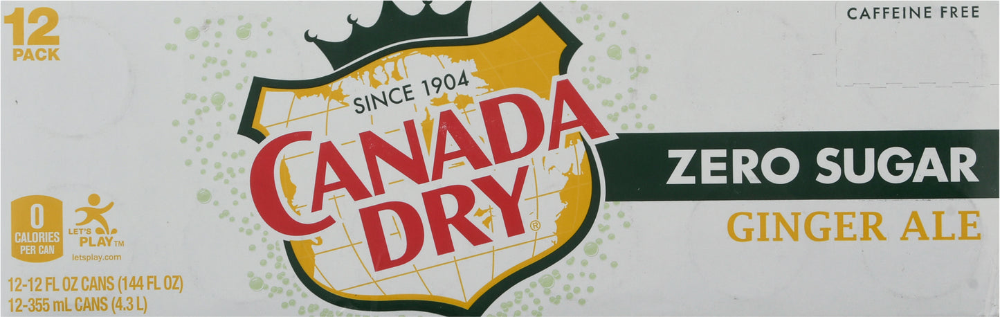 Canada Dry Zero Sugar 12 Pack Ginger Ale 12 ea