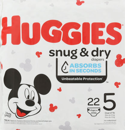 Huggies Snug & Dry 5 (Over 27 lb) Disney Baby Diapers 22 ea