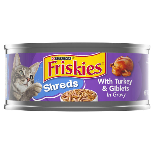 Purina Friskies Gravy Wet Cat Food, Shreds With Turkey & Giblets in Gravy - 5.5 oz. Can