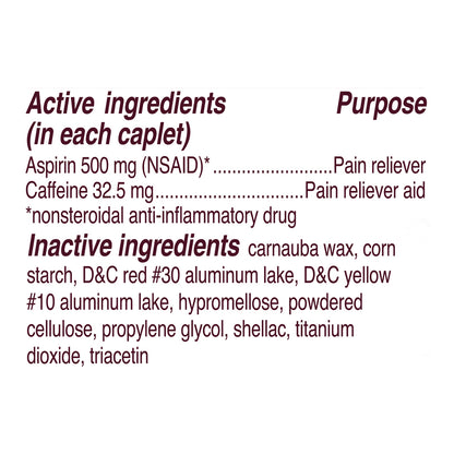 Bayer Coated Caplets 500 mg Extra Strength Aspirin 24 ea Box