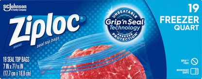 Ziploc Quart Freezer Seal Top Bags 19 ea