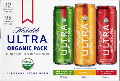 Michelob Ultra 12 Pack Organic Pack Superior Light Beer 12 ea