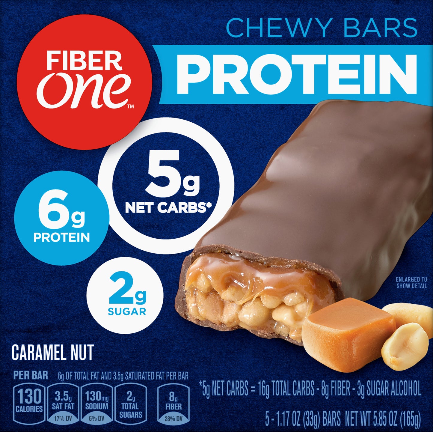 Fiber One Protein Bar, Caramel Nut Chewy Bars, 5 Fiber Bars, 5.85 oz