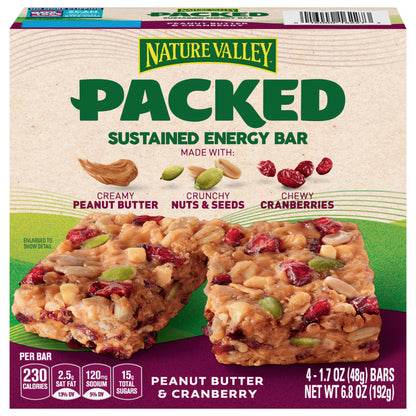 Nature Valley Peanut Butter & Cranberry Sustained Energy Bar 4 4 1.7 oz 4 ea Box