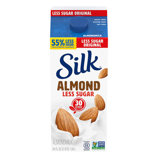 Silk Less Sugar Original Almondmilk, Half Gallon